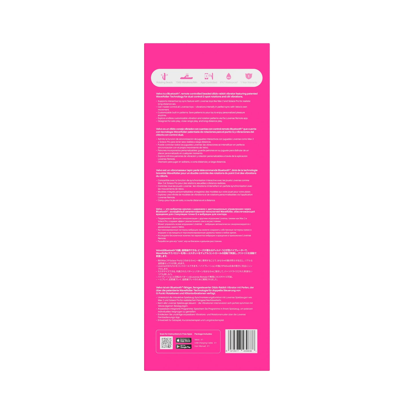 Lovense Velvo - Vibrador tipo Conejo NeoSpin para Punto G y Clítoris
