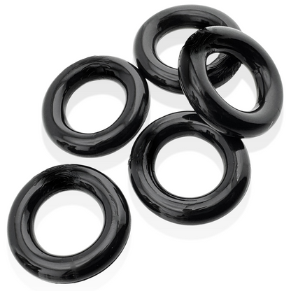 JACKER 5-STACK five-pack tube super-strong  cockrings BLACK