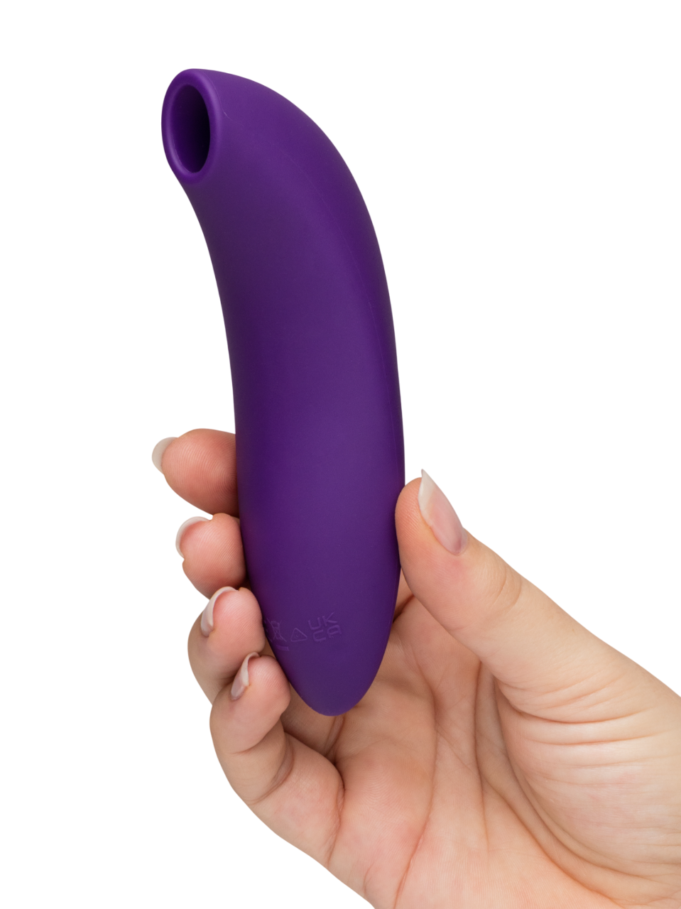 We-Vibe Melt 2 - purple Hand holding a purple silicone sheath on a white background