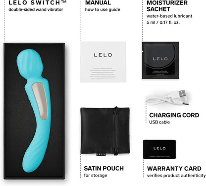 LELO SWITCH Dual-Ended Wand Vibrator - Aqua