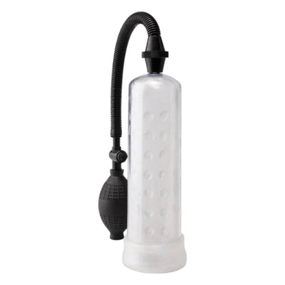 Bomba de vacío PlayLoveToys con cilindro transparente y manguera negra para mejorar la erección