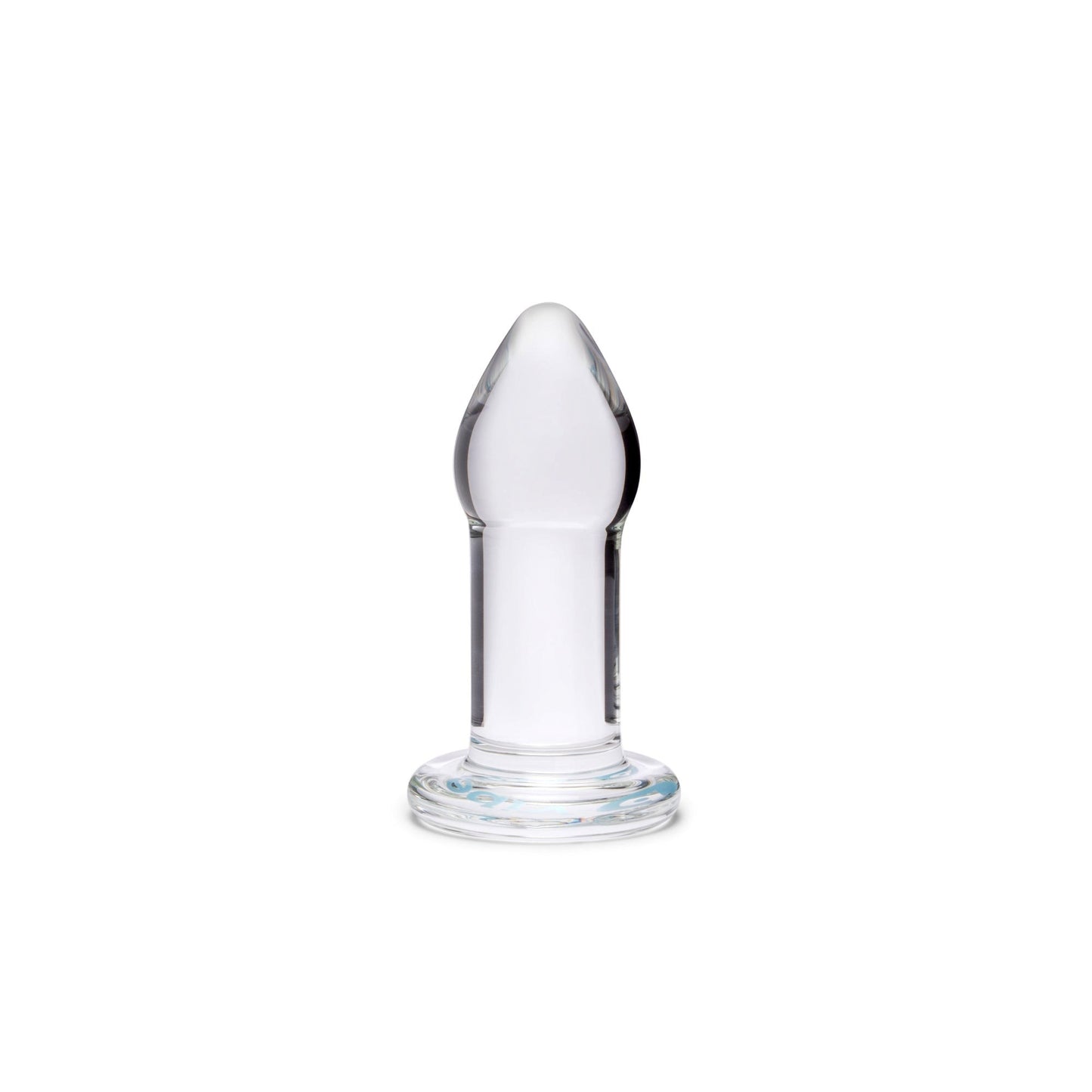 Dilatador anal de vidrio borosilicato transparente de PlayLoveToys, diseño suave y seguro para entrenamiento progresivo.