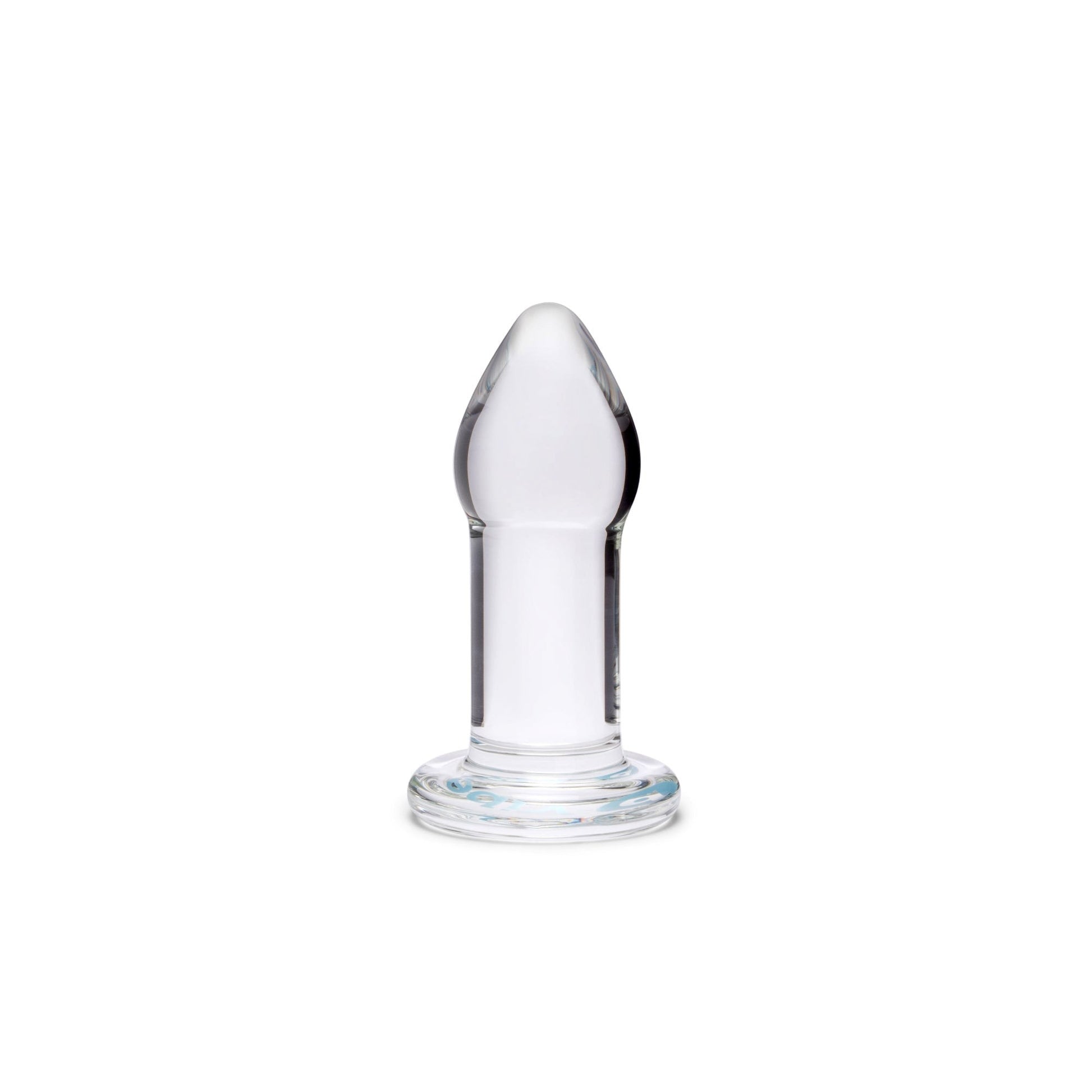 Dilatador anal de vidrio borosilicato transparente de PlayLoveToys, diseño suave y seguro para entrenamiento progresivo.