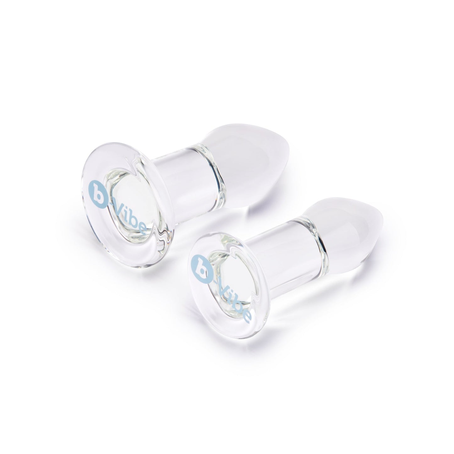 Set de dos dilatadores anales de vidrio borosilicato transparente de PlayLoveToys para entrenamiento progresivo.