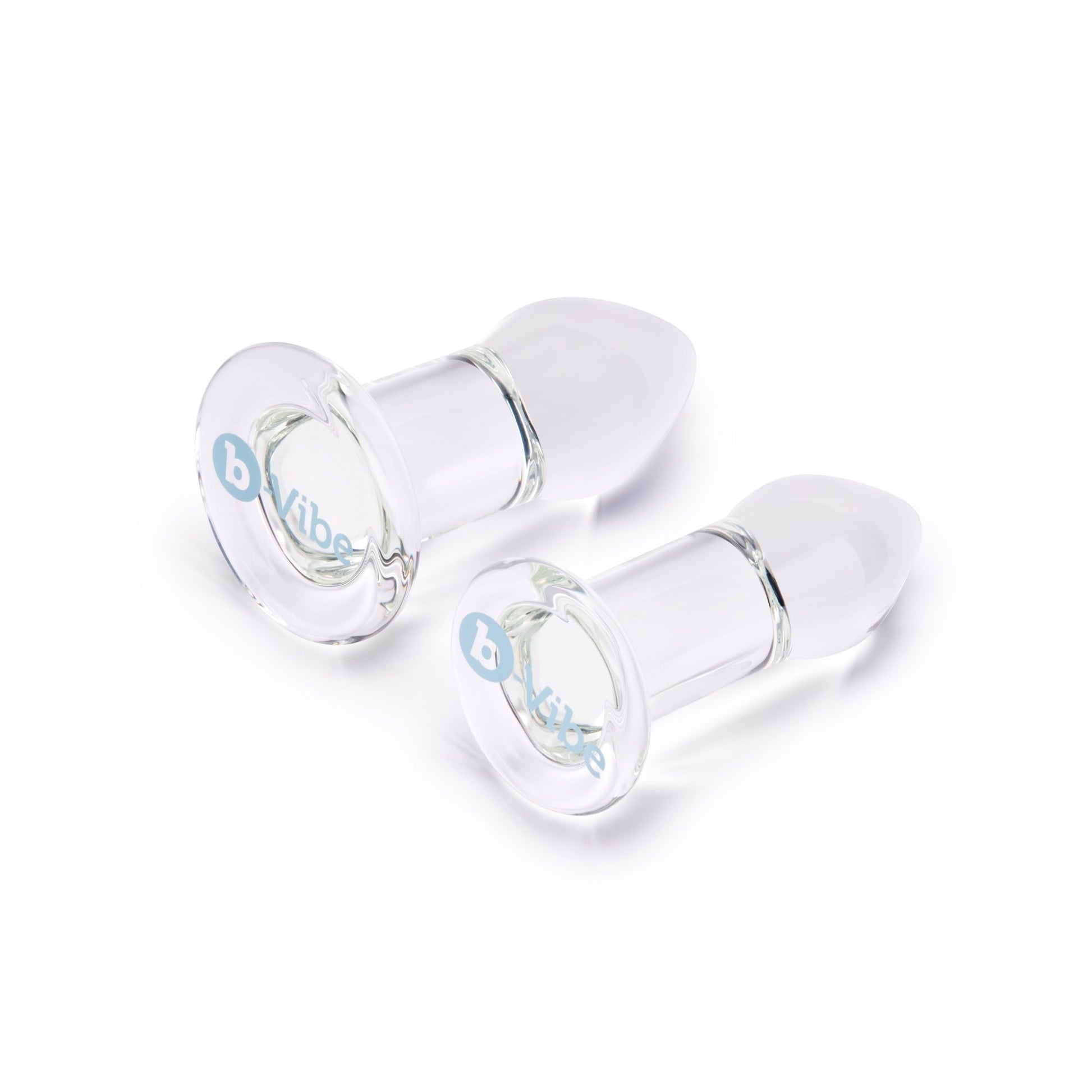 Set de dos dilatadores anales de vidrio borosilicato transparente de PlayLoveToys para entrenamiento progresivo.