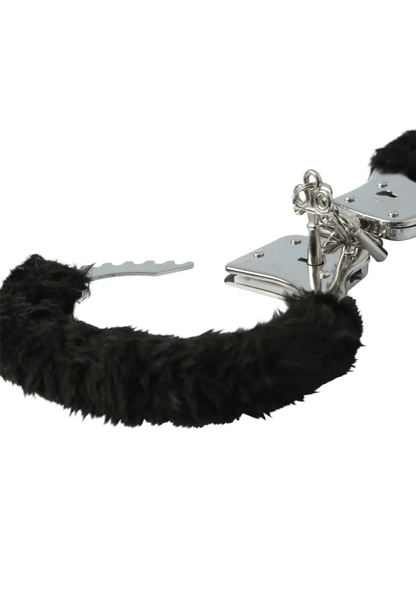 Sex & Mischief - Furry Handcuffs: Black - PlayLoveToys