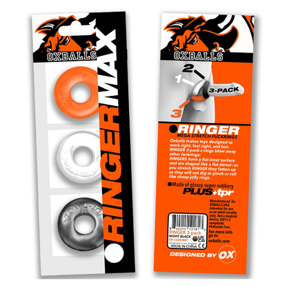 OXBALLS RINGER MAX Cockring 3-Pack - Stretchy FLEXtpr Set